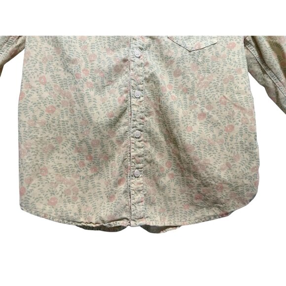 CP Shades Corduroy Button Down Shirt Women XS Yellow Floral Cotton Dainty Office - Picture 7 of 14